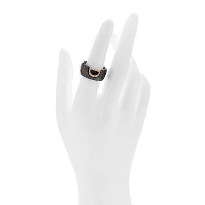 Damiani 18K Pink Gold Ceramic Diamond D Icon Ring 53 6.25 Black 2 of 5