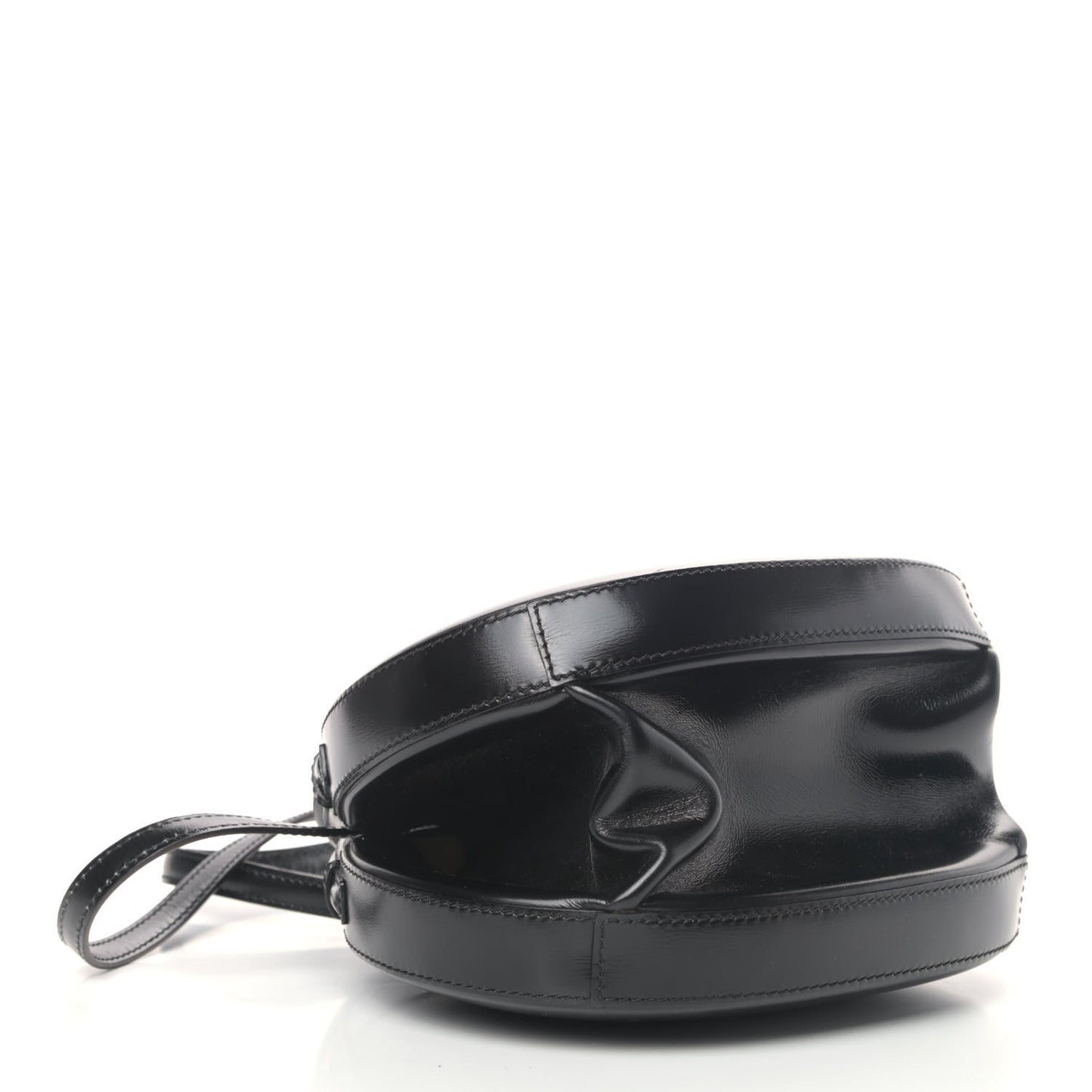 Calfskin Round Top Handle Bag Black