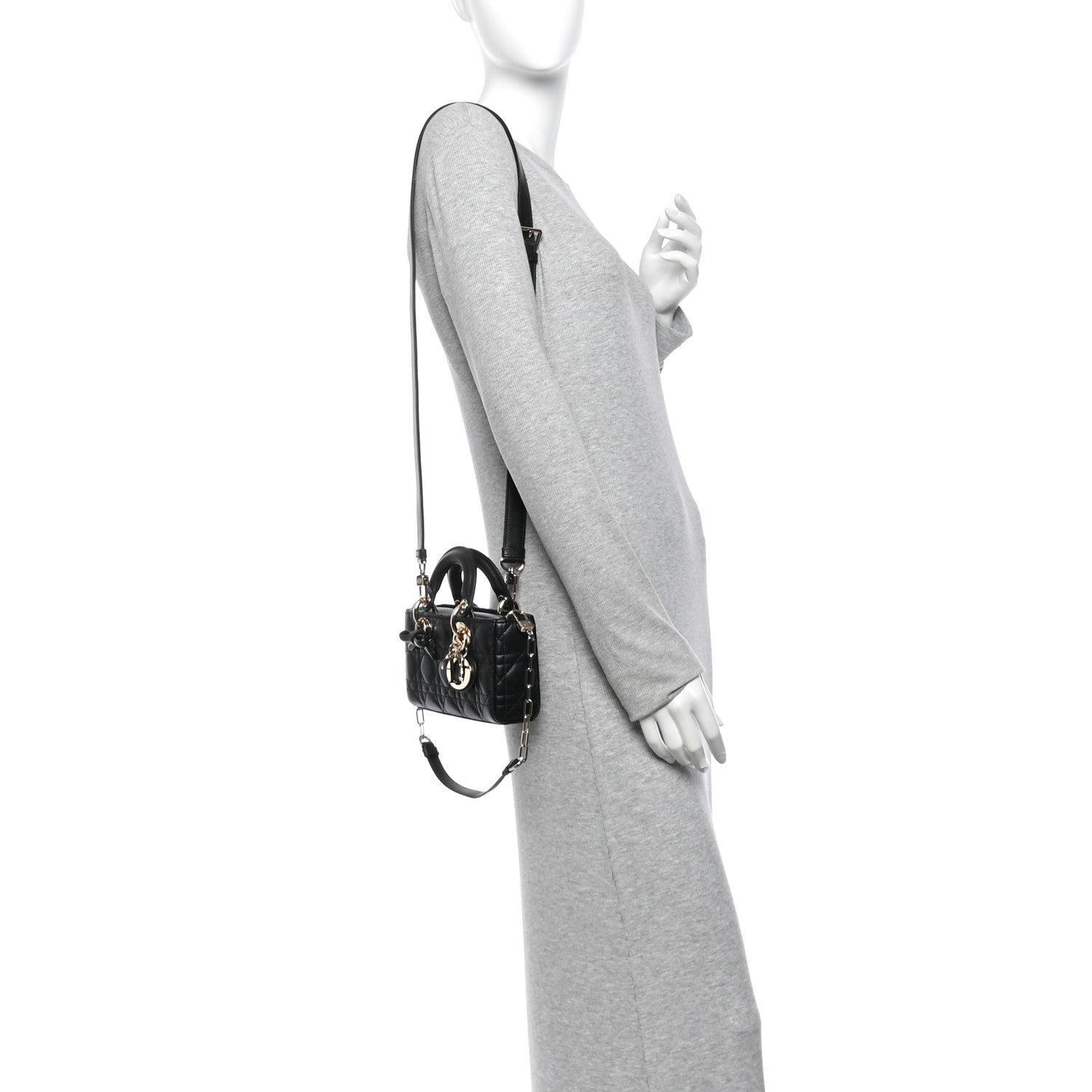 Christian Dior Lambskin Cannage Small Lady D-Joy Black 2 of 11