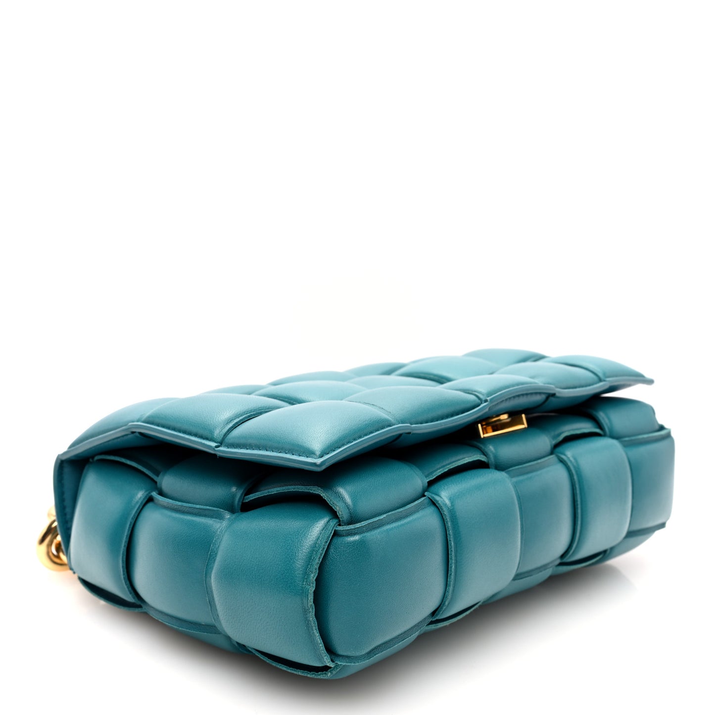 Lambskin Maxi Intreccio Padded Chain Cassette Crossbody Bag Mallard