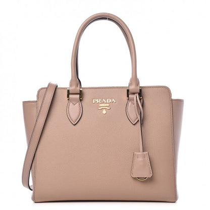 Prada Saffiano Soft Calfskin Small Zippered Tote Cipria 1 of 8