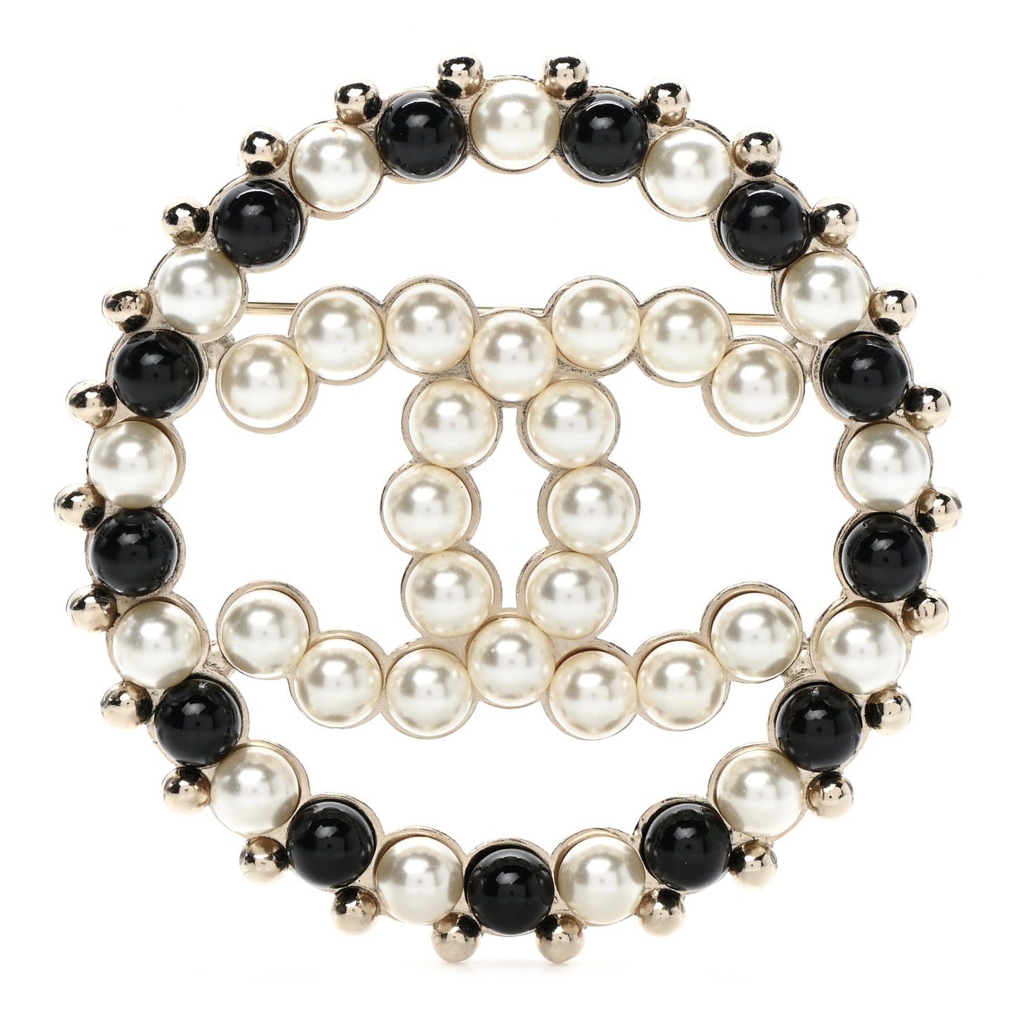 Pearl CC Brooch Black Gold