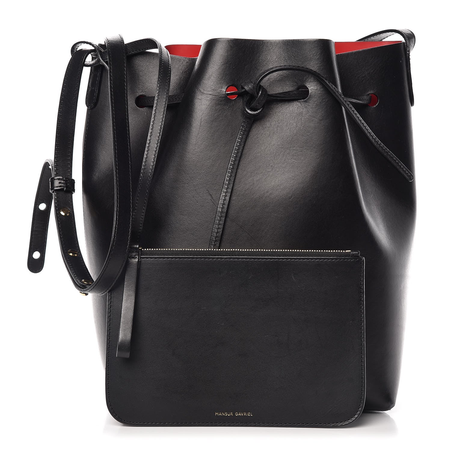 Mansur Gavriel Vegetable Tanned Calfskin Bucket Bag Black Flamma 1 of 28