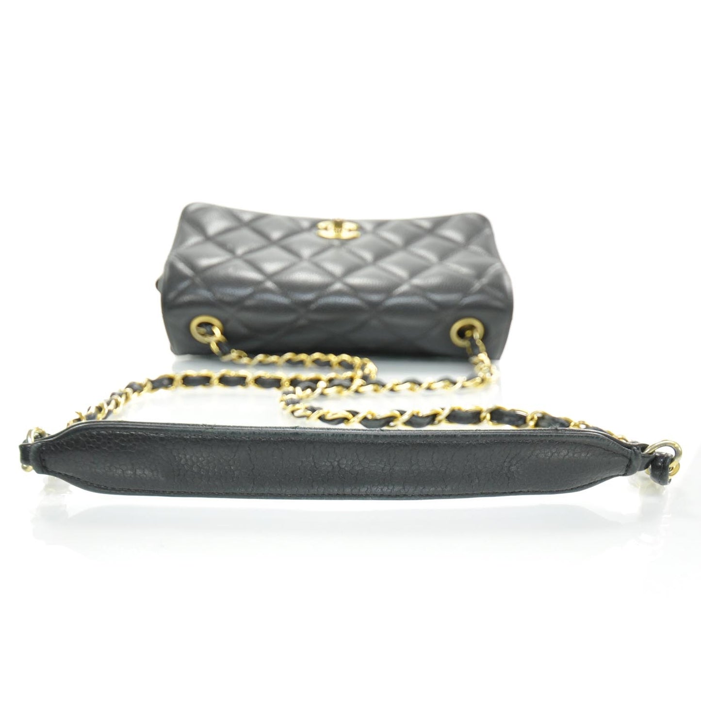 Caviar Quilted Flap Shoulder Bag Black