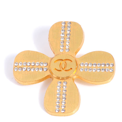 Chanel Crystal CC Cross Brooch Brushed Gold 1 of 5