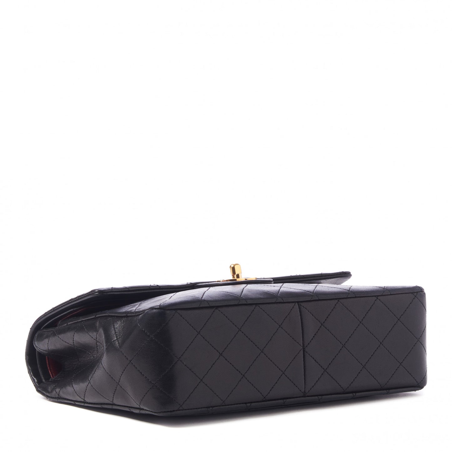 Lambskin Quilted Medium Double Flap Black
