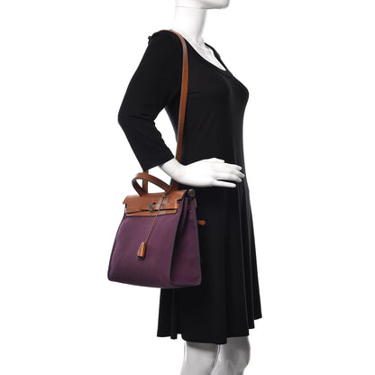 Hermes Vache Hunter Toile Herbag Zip 31 PM Fauve Cassis 3 of 15