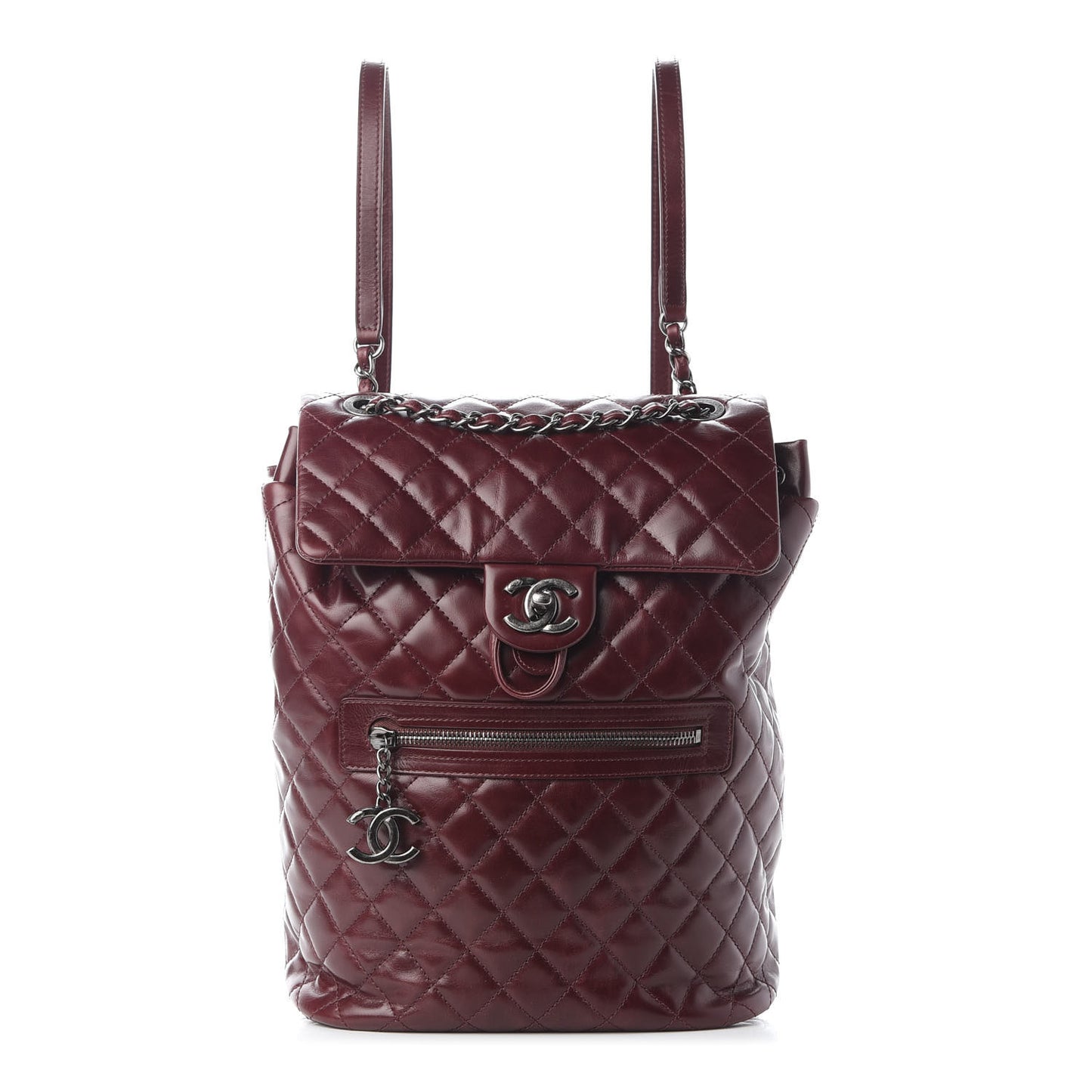 Calfskin Quilted Large Salzburg Mountain Backpack Burgundy