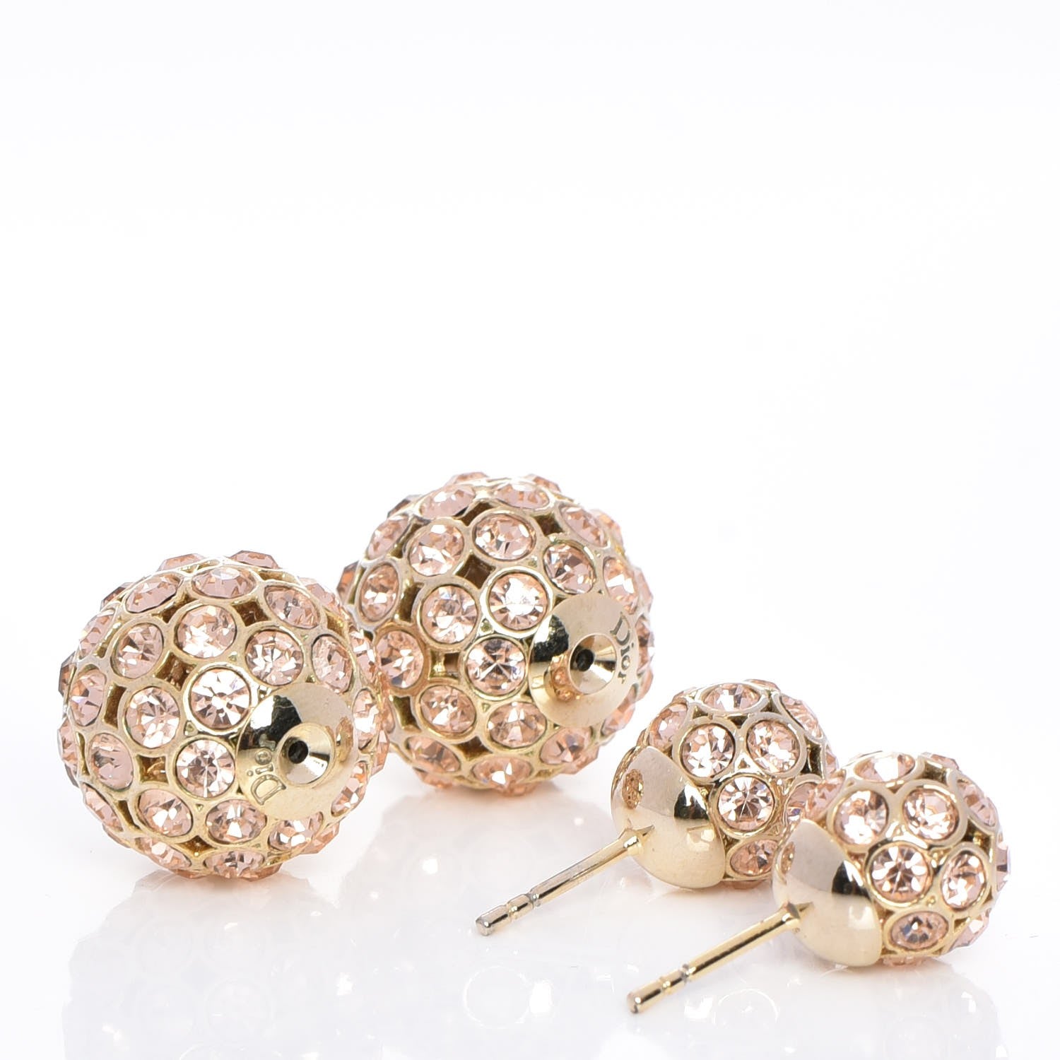 Christian Dior Crystal Mise En Dior Tribal Earrings Light Pink Gold 3 of 5