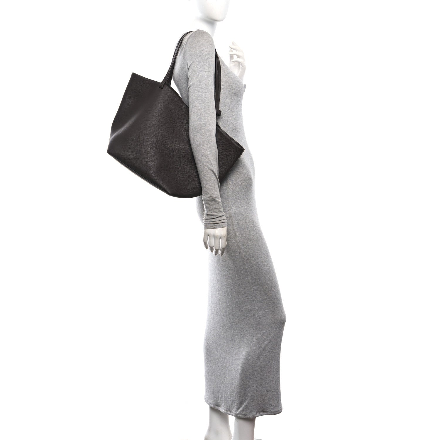 The Row Grained Calfskin Park Tote Three Dark Taupe 2 of 11