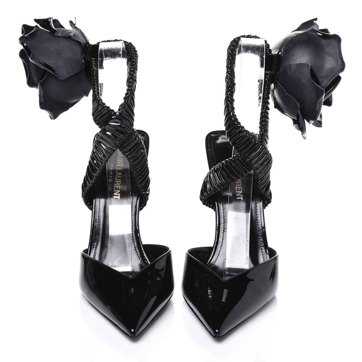 Patent Freja 105 Flower Ankle Pumps 37.5 Black