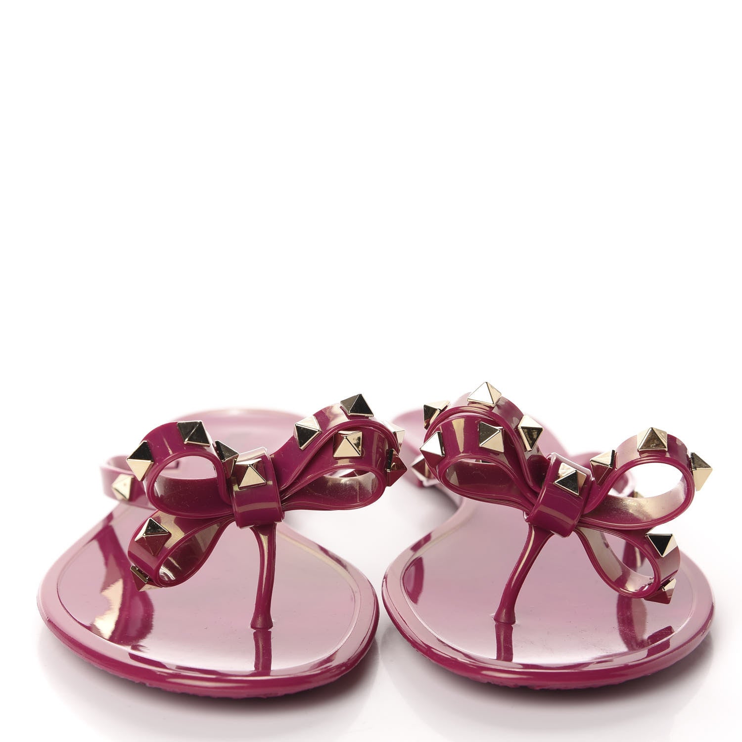 Valentino Garavani PVC Jelly Rockstud Bow Thong Sandals 41 Deep Cyclamin 2 of 9