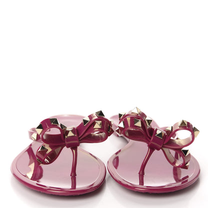 Valentino Garavani PVC Jelly Rockstud Bow Thong Sandals 41 Deep Cyclamin 2 of 9