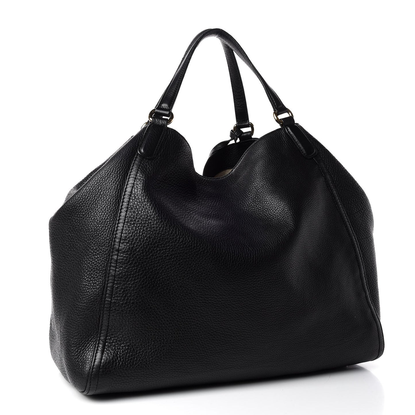 Pebbled Calfskin Large Soho Shoulder Bag Black