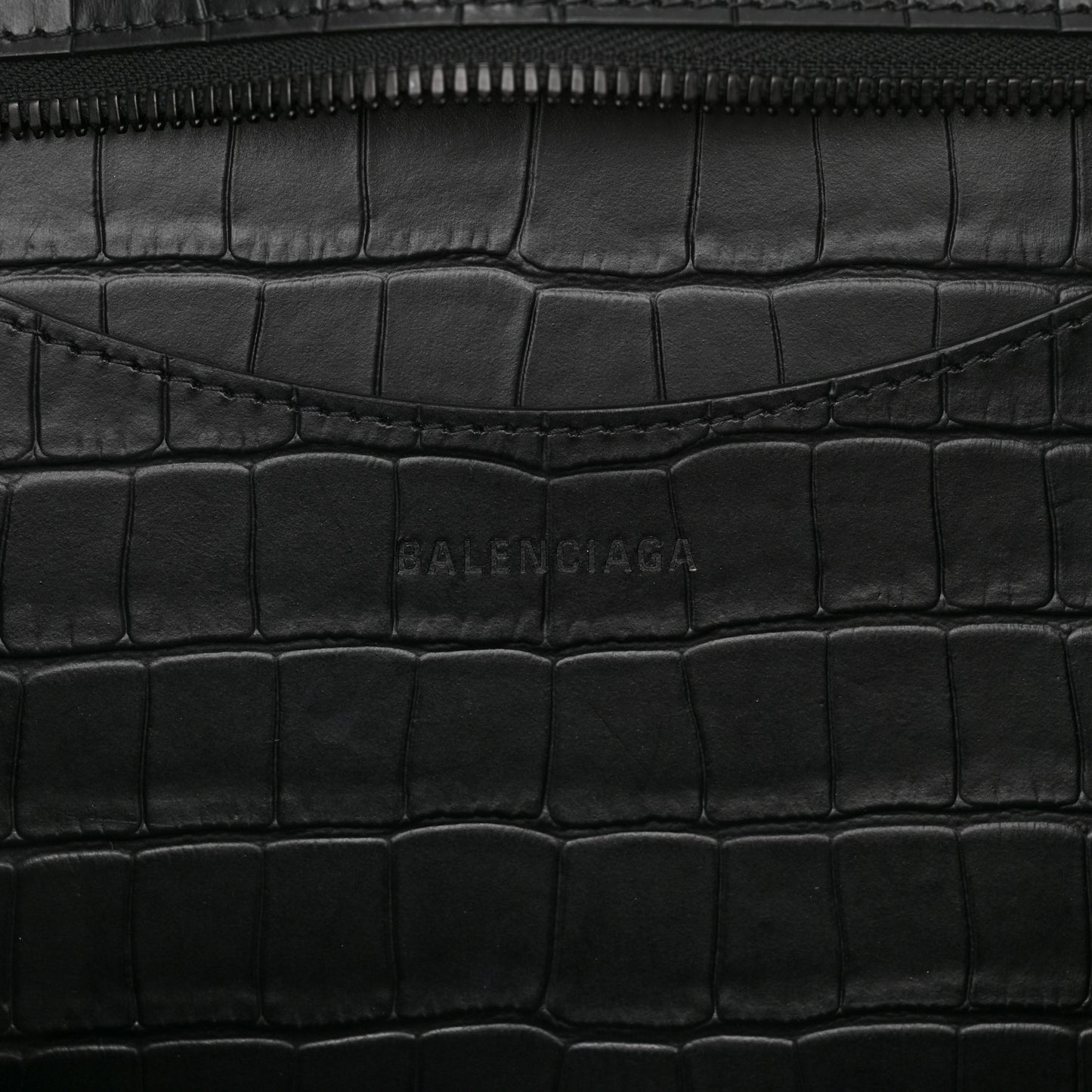 Semi Matte Calfskin Crocodile Embossed Neo Classic Black Hardware Large City Black