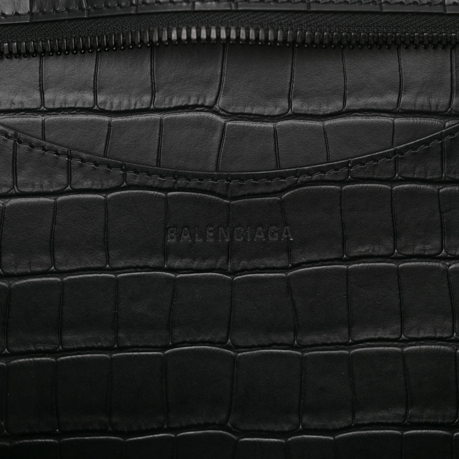 Balenciaga Semi Matte Calfskin Crocodile Embossed Neo Classic Black Hardware Large City Black 6 of 11