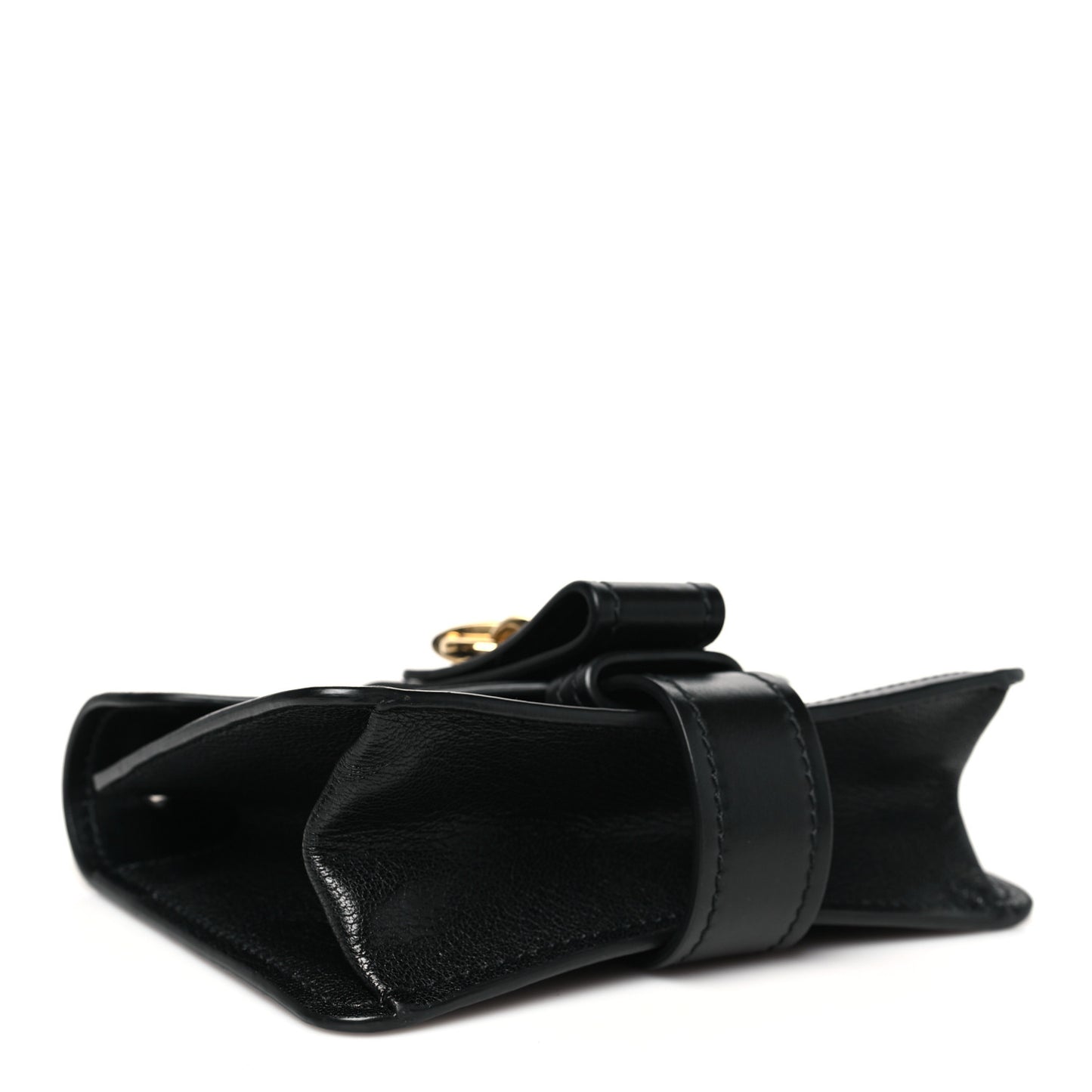 Shiny Goatskin Calfskin Mini Aby Chain Shoulder Bag Black