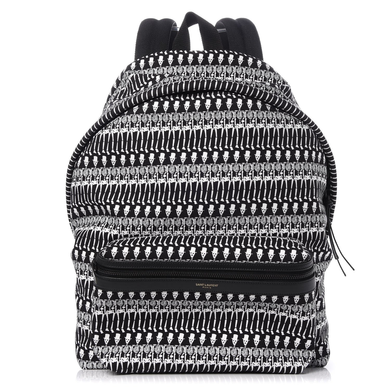 Saint Laurent Nylon City Skeleton Print Backpack Black White 1 of 7