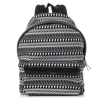 Saint Laurent Nylon City Skeleton Print Backpack Black White 1 of 7