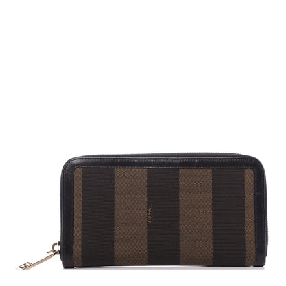 Fendi Pequin Cuoio Vegetale Zip Around Wallet Tobacco Black 1 of 10