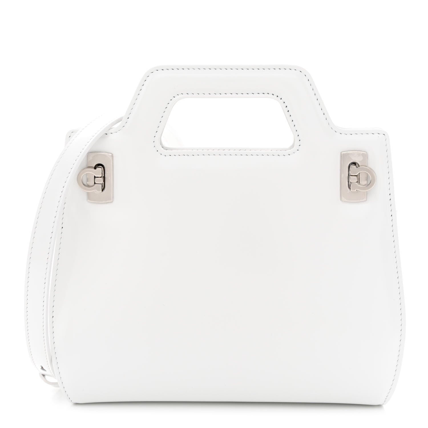 Salvatore Ferragamo Brushed Calfskin Mini Wanda Top Handle Bag Optic White 1 of 11