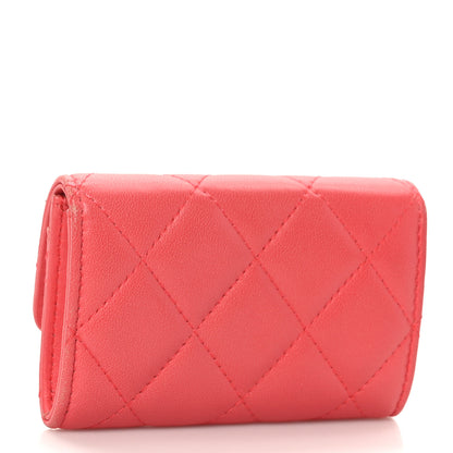 Chanel Lambskin Quilted Flap Card Holder Pink 3 of 12