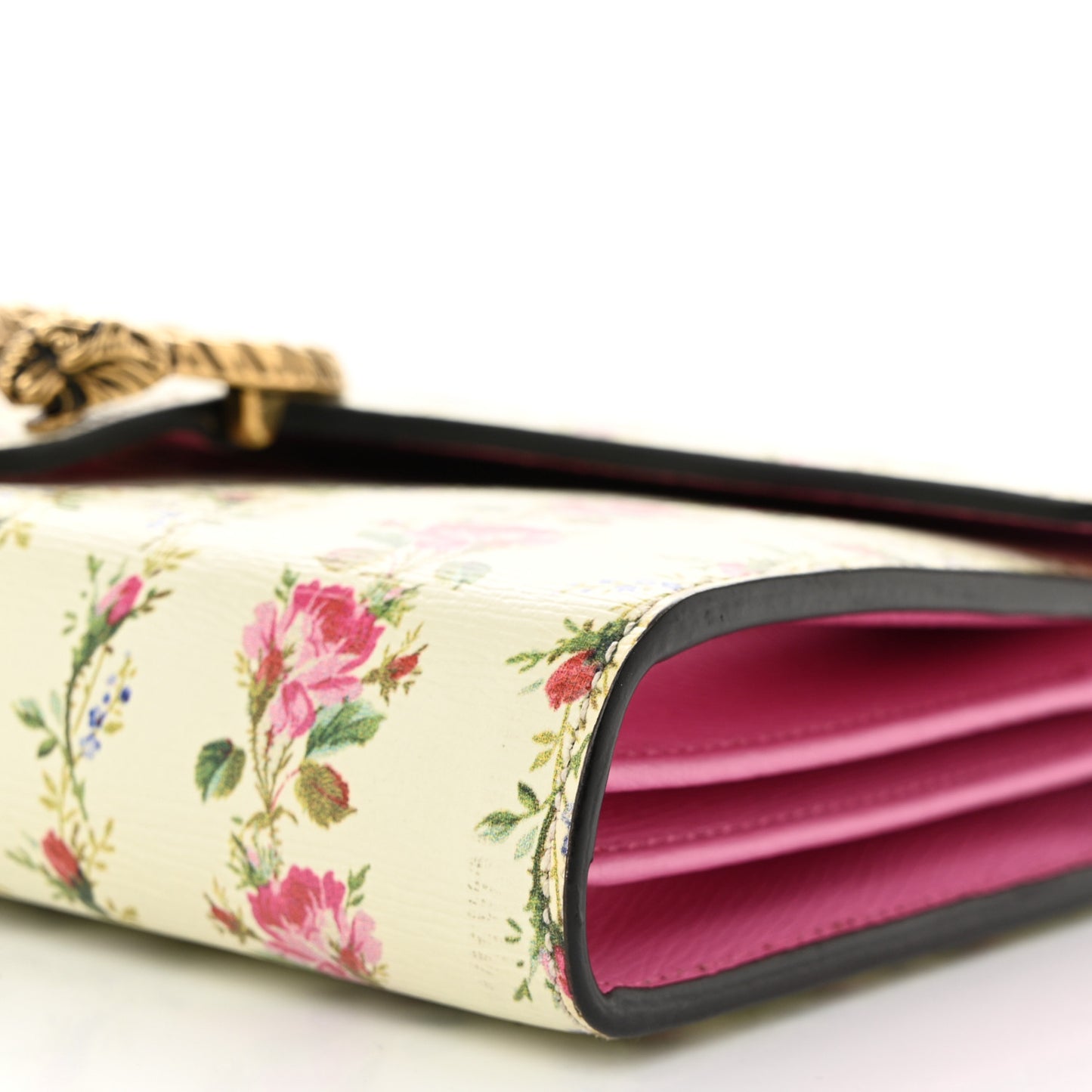 Calfskin Floral Print Mini Dionysus Chain Wallet Ivory Pink