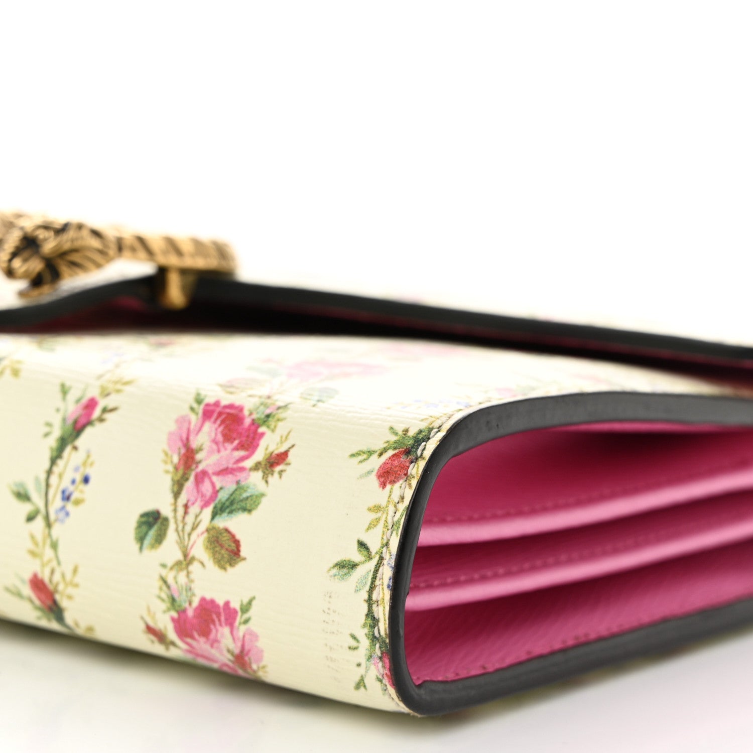 Gucci Calfskin Floral Print Mini Dionysus Chain Wallet Ivory Pink 10 of 10