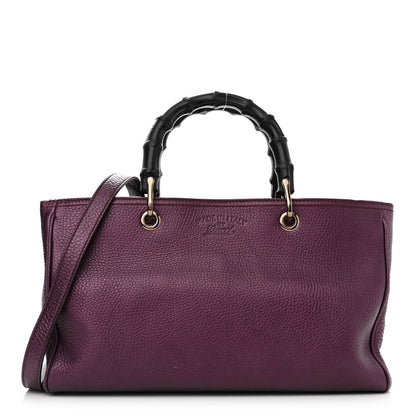Gucci Pebbled Calfskin Medium Bamboo Shopper Tote Purple 1 of 13