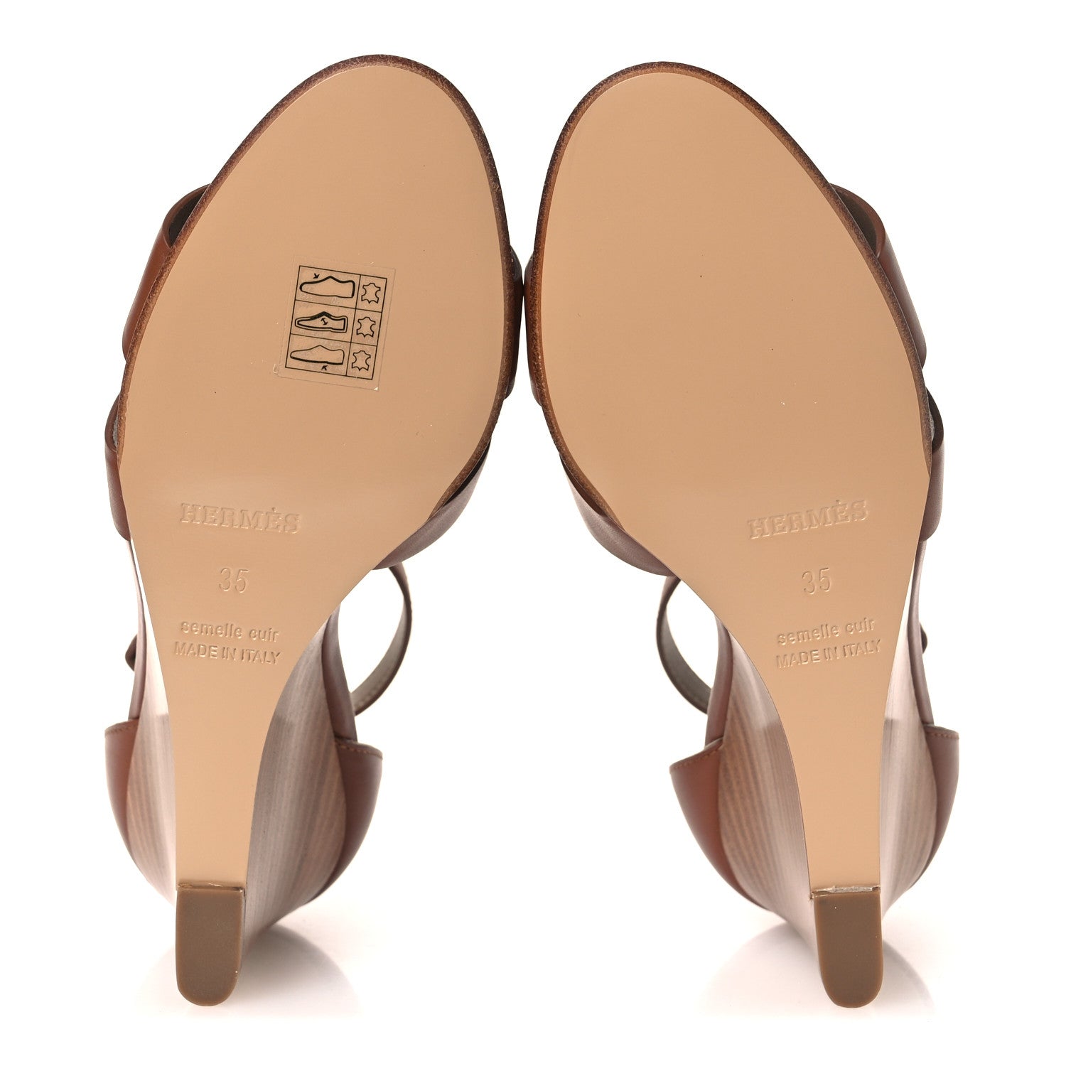 Hermes Calfskin Legend Wedge Sandals 35 Gold 7 of 11