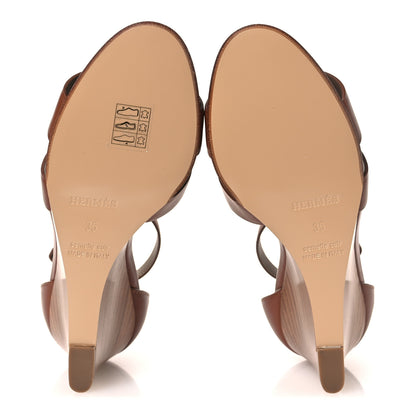 Hermes Calfskin Legend Wedge Sandals 35 Gold 7 of 11