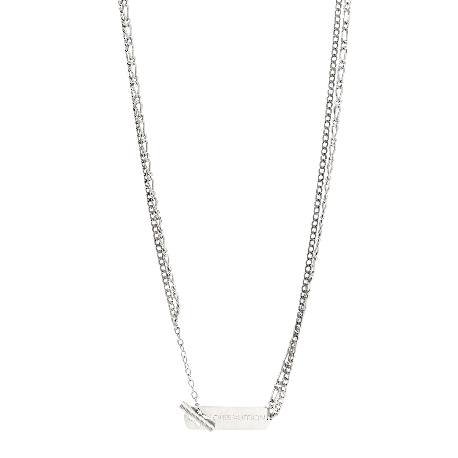 Louis Vuitton Metal Monogram Necklace Silver 1 of 5