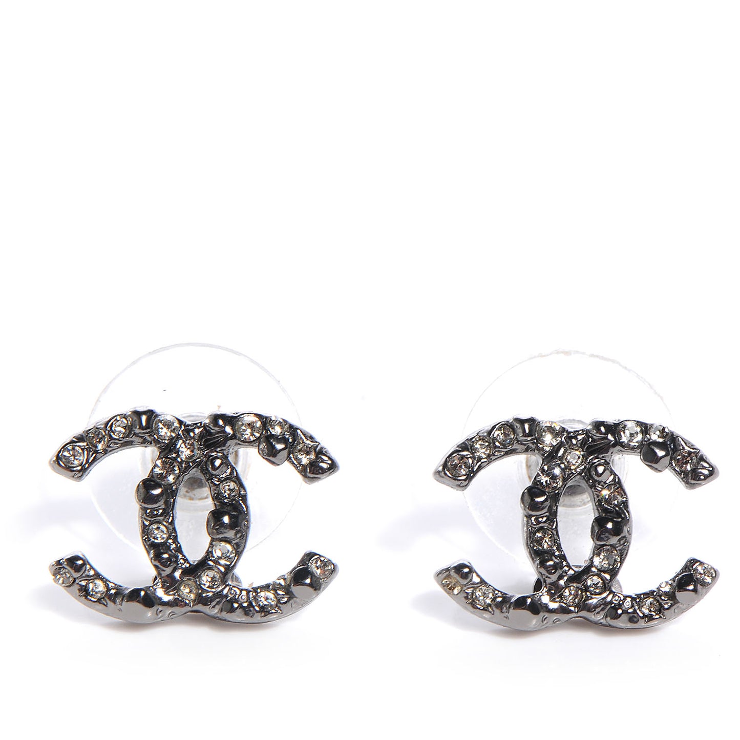 Beaded Crystal CC Earrings Ruthenium