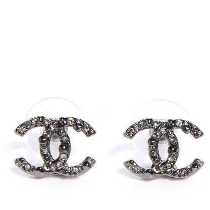 Chanel Beaded Crystal CC Earrings Ruthenium 1 of 6