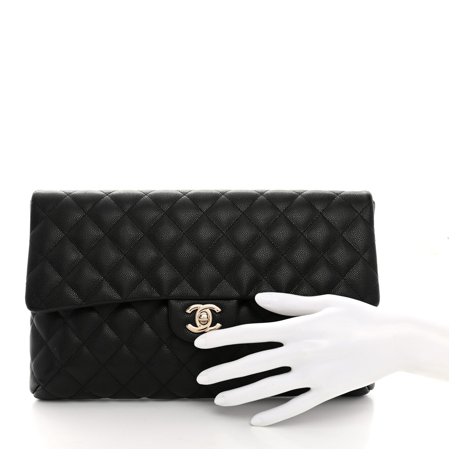 Caviar Quilted Flap Clutch Black