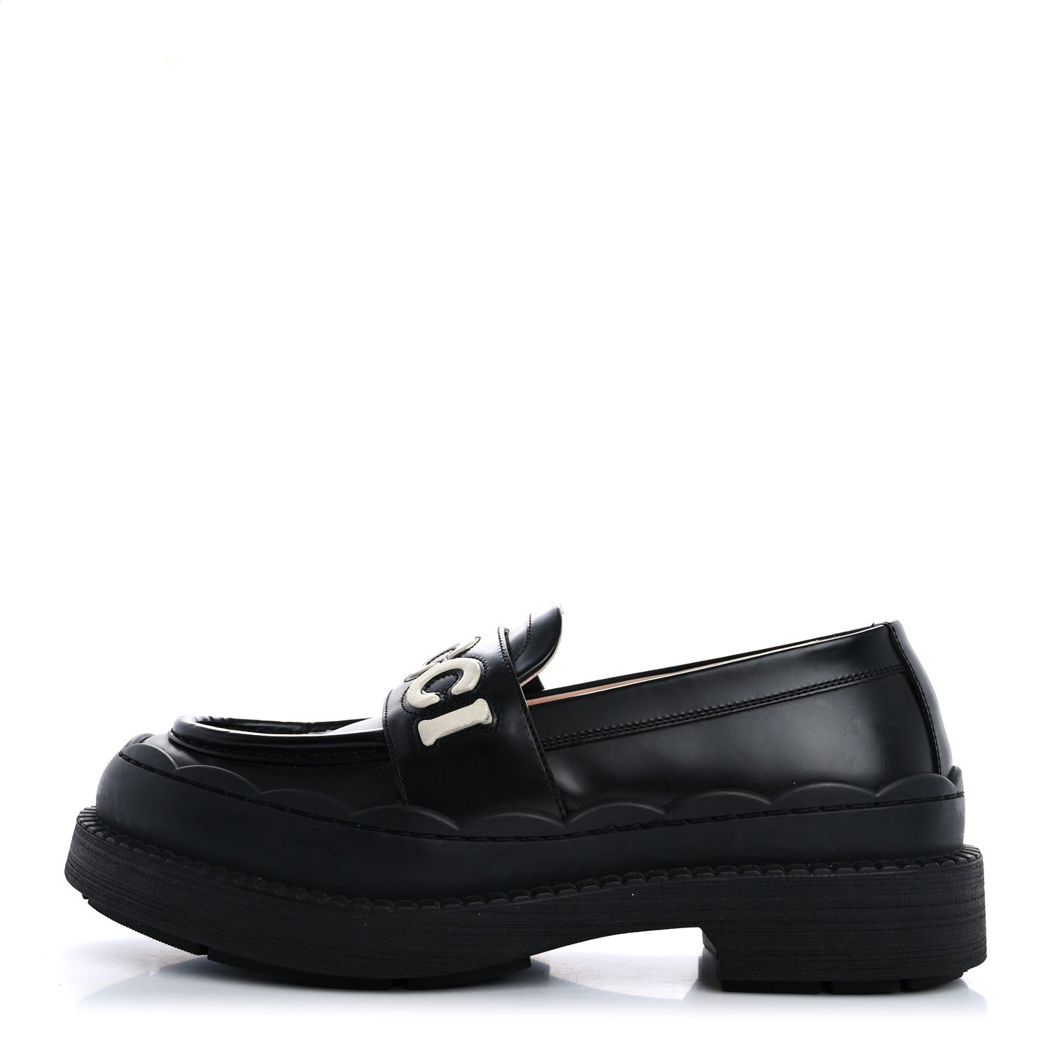 Gucci Cordovan Lux Womens Logo Patch Loafers 40.5 Black 1 of 14