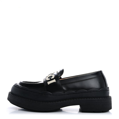 Gucci Cordovan Lux Womens Logo Patch Loafers 40.5 Black 1 of 14