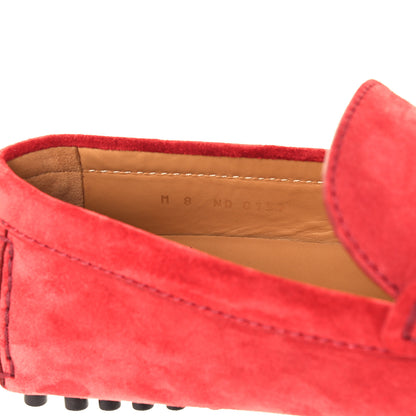 Louis Vuitton Suede Calfskin Mens LV Porto Vecchio Moccasin Loafers 8 Red 9 of 11