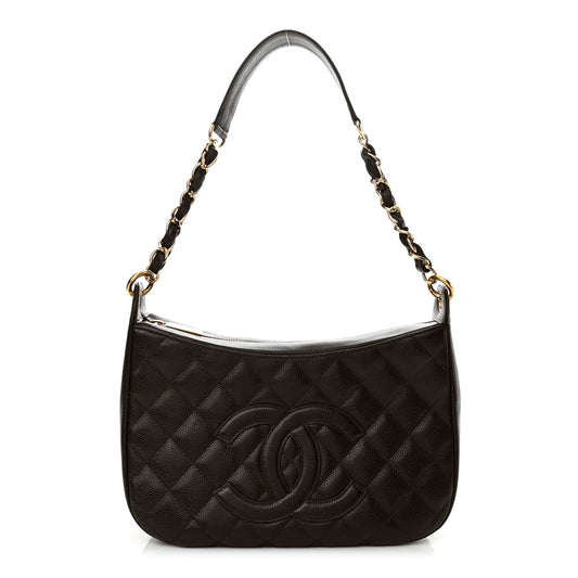 Caviar Quilted Timeless CC Shoulder Bag Brown