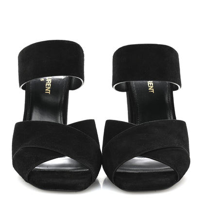 Saint Laurent Suede Oak 100 Mule Sandals 37 Black 3 of 9