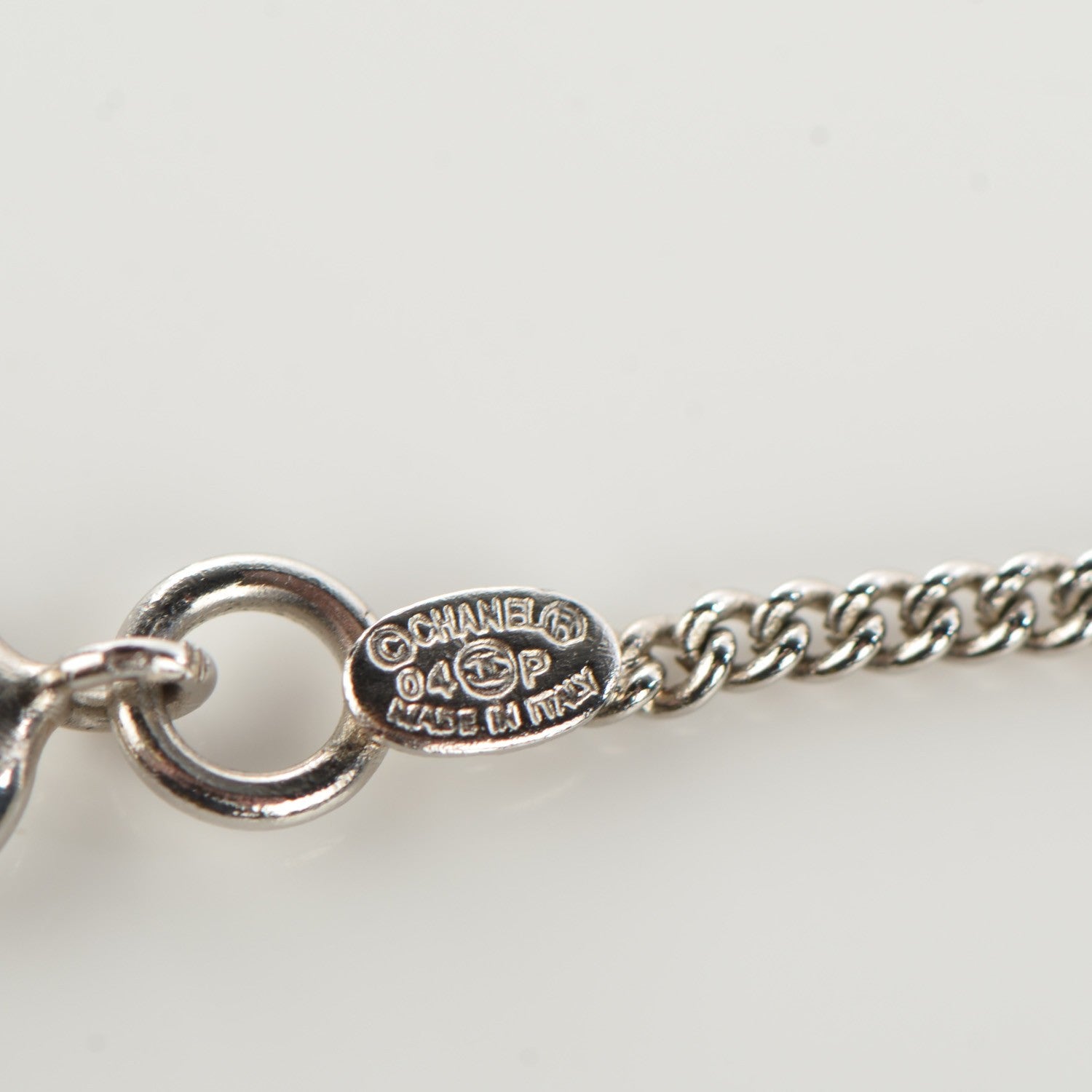 Chanel Enamel Heart Clover CC Charm Necklace Silver 5 of 6