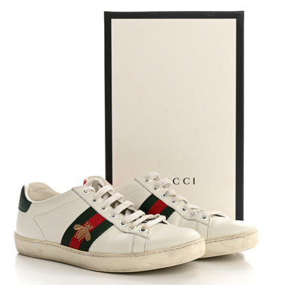 Gucci Calfskin Ayers Bee Embroidered Womens Ace Sneakers 36.5 White Green 11 of 11