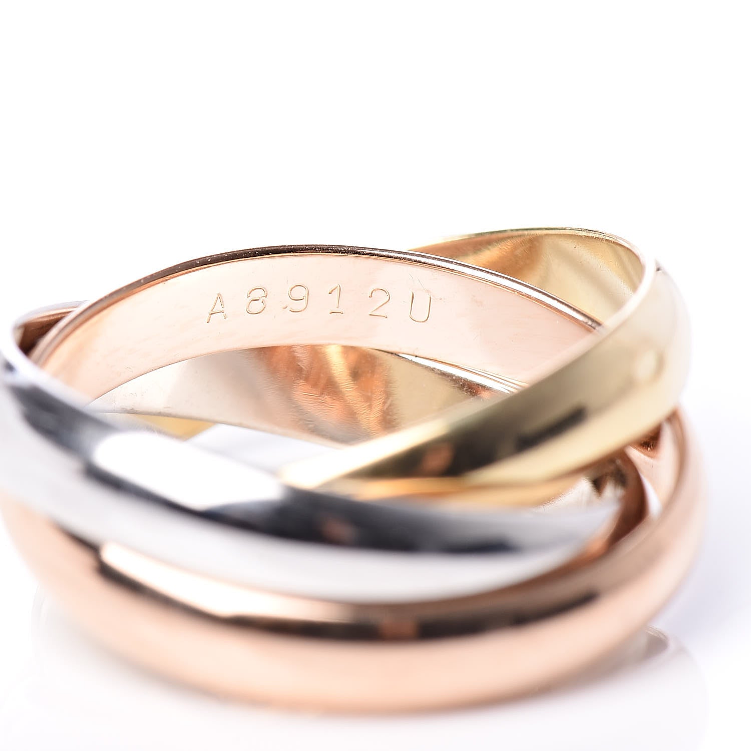 Cartier 18K Pink Yellow White Gold Classic Les Must De Trinity Ring 51 5.75 6 of 6