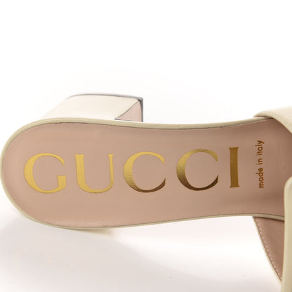 Gucci Malaga Kid Crystal Square G Madelyn Mules 40 Vintage White 3 of 10
