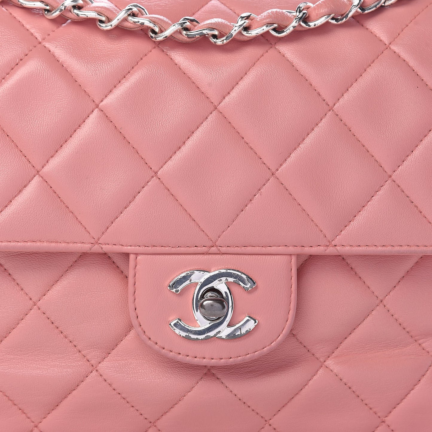 Lambskin Quilted Small Single Flap Pink