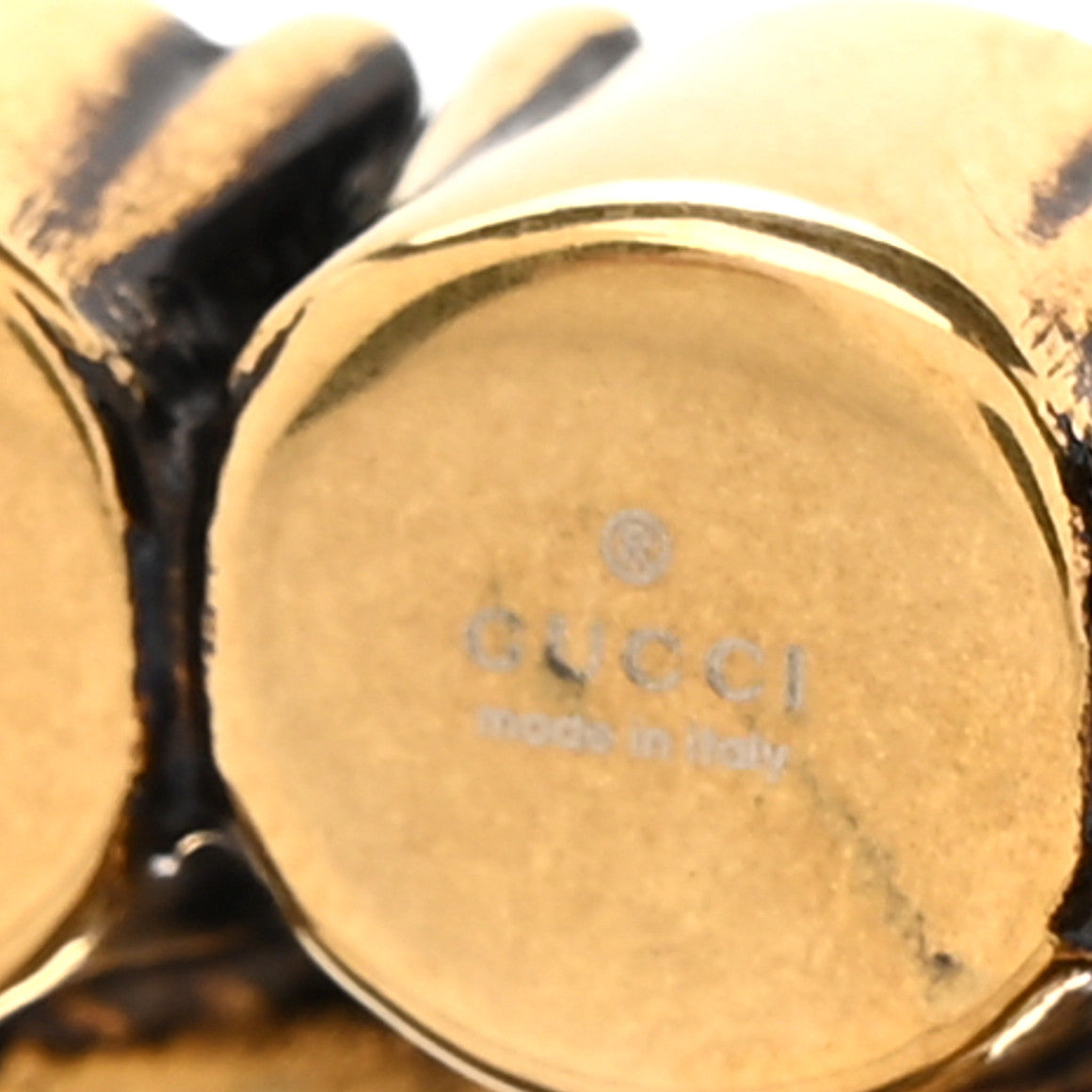 Gucci Metal Crystal Double G Brooch Aged Gold 3 of 4