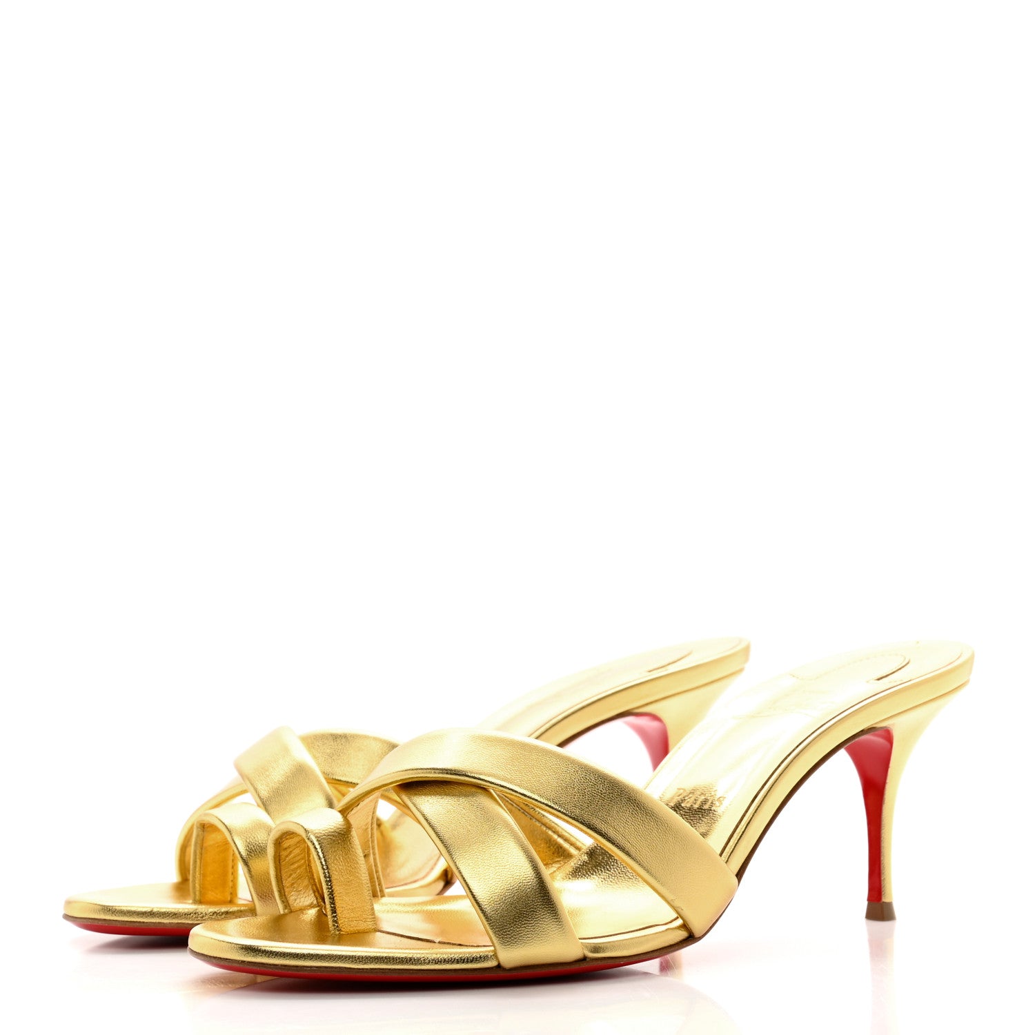 Christian Louboutin Metallic Calfskin Simply Me 70 Slide Sandals 41 Gold 3 of 8