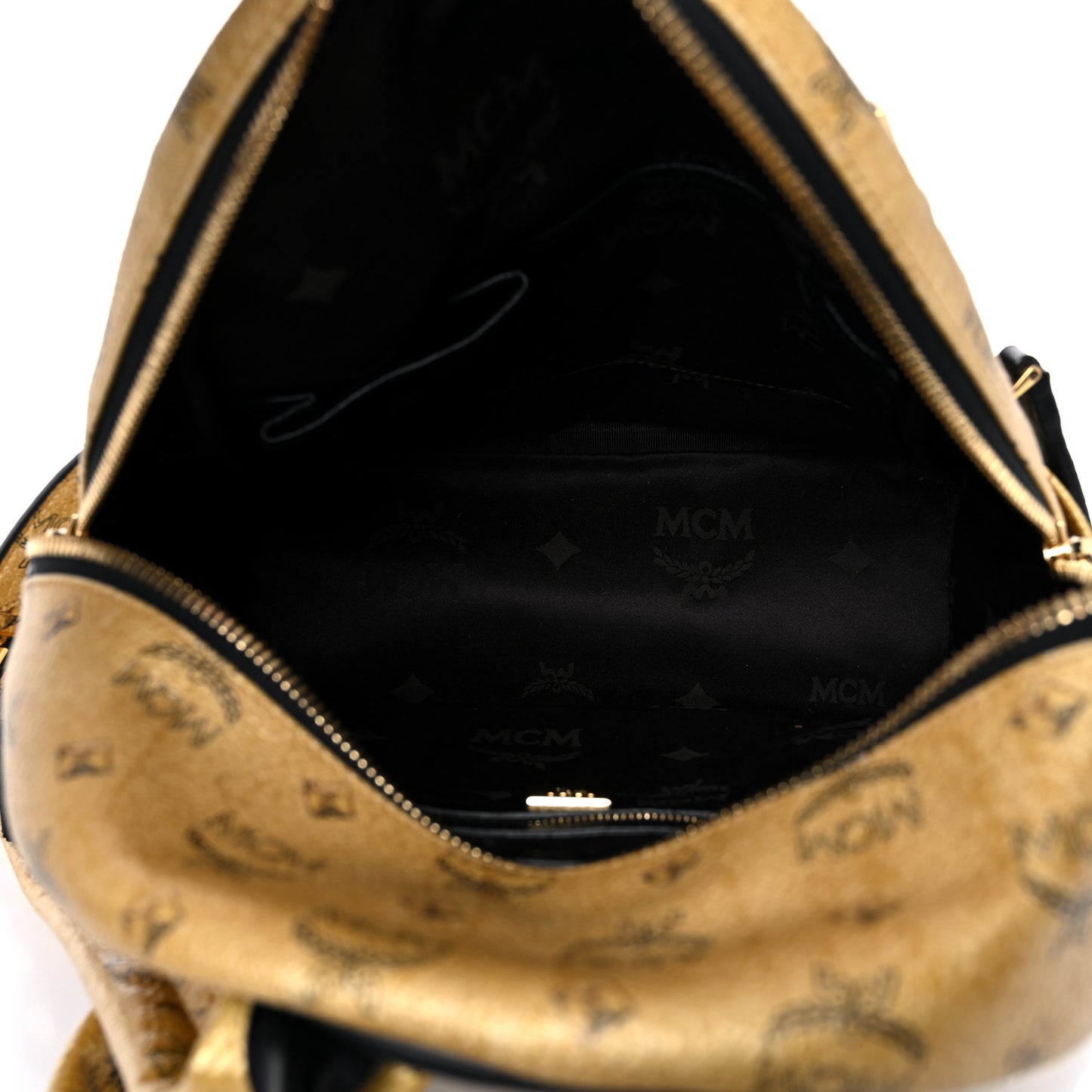 Metallic Visetos Studded Small Dual Stark Backpack Gold