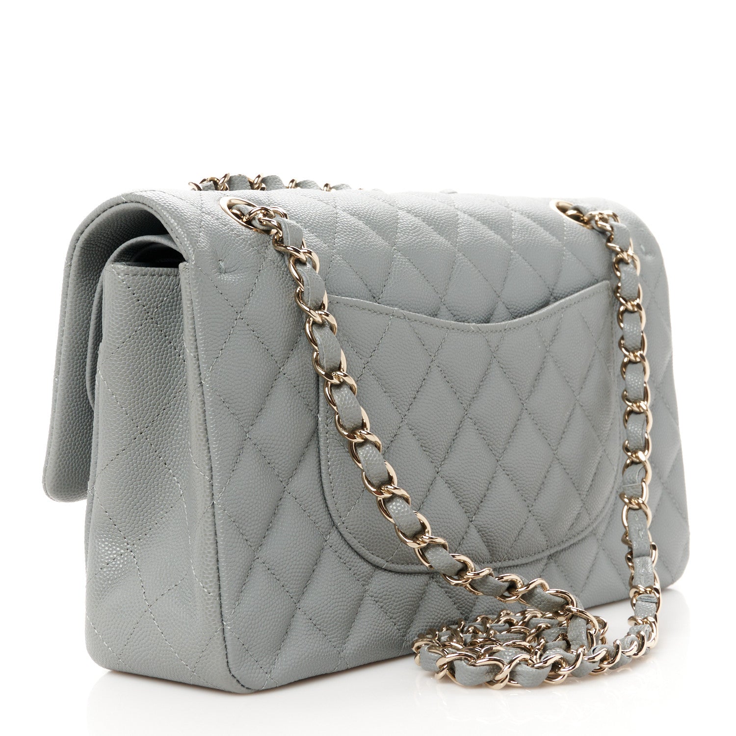 Chanel Caviar Quilted Medium Double Flap Grey 3 of 12