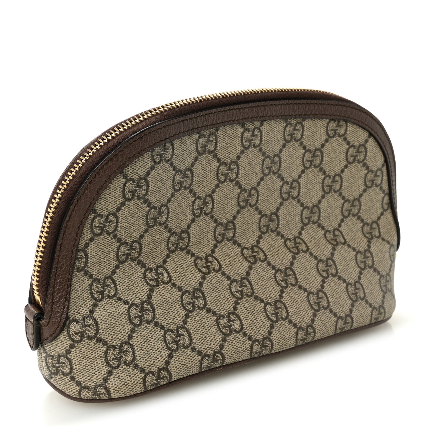 GG Supreme Monogram Textured Calfskin Web Large Ophidia Cosmetic Case Beige Ebony New Acero